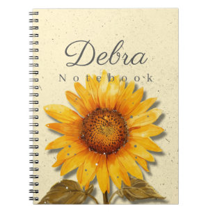 Sunflower Notebook Name Yellow Floral Journal