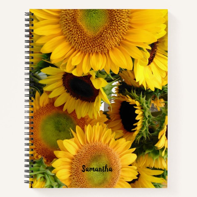 Sunflower Notebook with Custom Text & Name (Front)