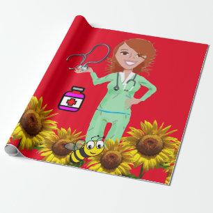 Sunflower Nurse Matte Wrapping Paper