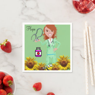 Sunflower Nurse Paper Napkins