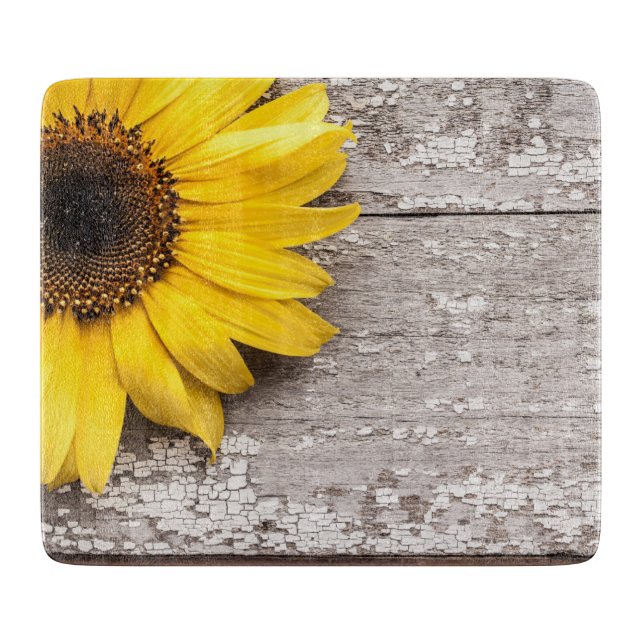 Sunflower on a Wooden Table Cutting Board (Front)