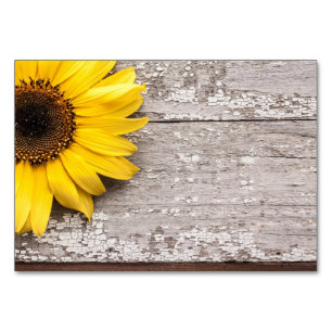 Sunflower on a Wooden Table Table Number