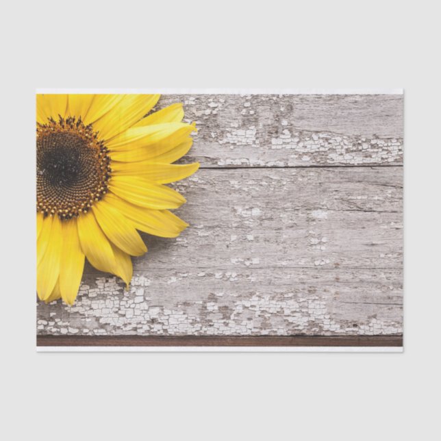 Sunflower on a Wooden Table Tissue Paper (Front)