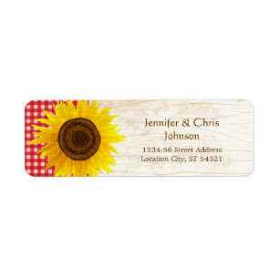 Sunflower on Birch Bark Rustic Country Wedding Return Address Label