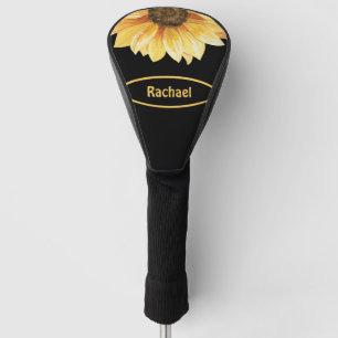 Sunflower on Black Personalised Lady Golf Head Cover