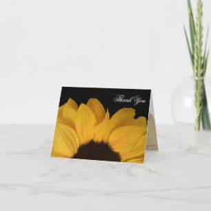 Sunflower on Black Thank You Note Card
