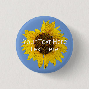 Sunflower on Blue Background Custom 3 Cm Round Badge