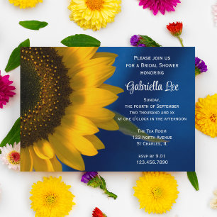 Sunflower on Blue Bridal Shower Invitation