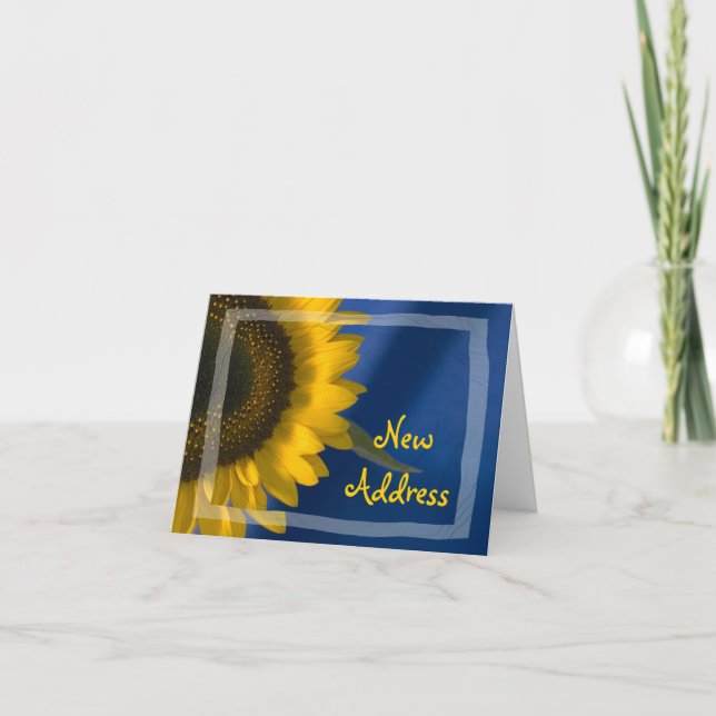 Sunflower on Blue Change of Address Announcement (Front)