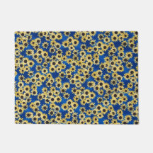 Sunflower on Blue Doormat