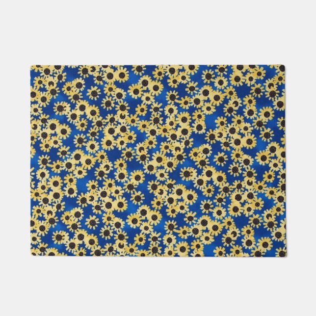 Sunflower on Blue Doormat (Front)