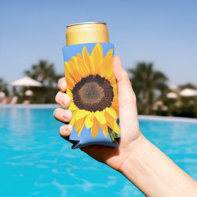 Sunflower On Blue Sky Can Cooler Summer (In Situ Pool)