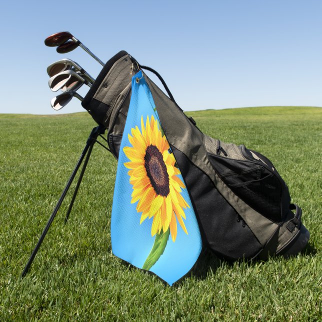 Sunflower on Blue Sky Golf Towel (Green)