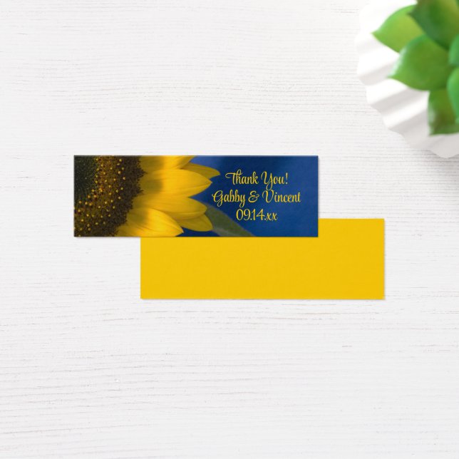 Sunflower on Blue Wedding Favor Tags (Desk)
