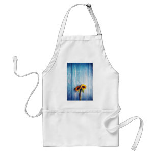 Sunflower on Blue Wood Wall Standard Apron