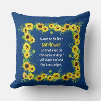 Sunflower on Dark Blue Pillow 