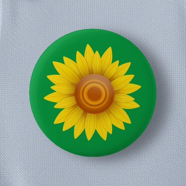 Sunflower on Green 6 Cm Round Badge (Creator Uploaded)