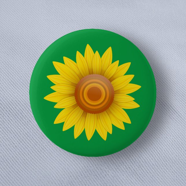 Sunflower on Green 6 Cm Round Badge (Creator Uploaded)