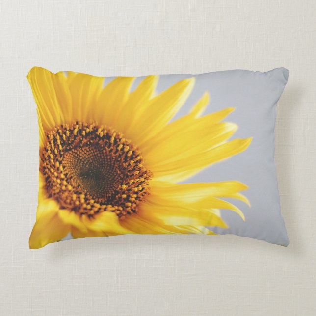 Sunflower on Grey Decorative Cushion (Front)