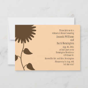Sunflower on Peach Rehearsal Dinner Invitation