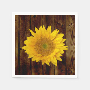 Sunflower on Vintage Barn Wood Country Napkin