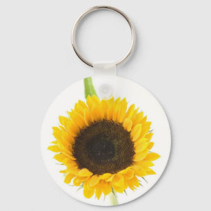 Sunflower On White Background Key Ring