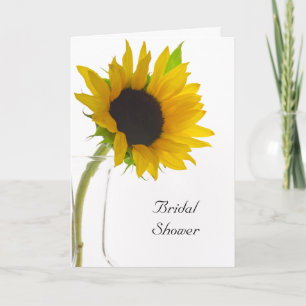 Sunflower on White Bridal Shower Invitation
