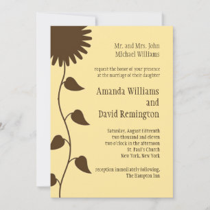 Sunflower on Yellow Wedding Invitation