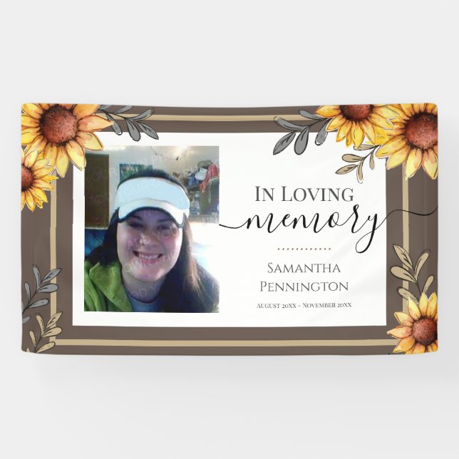 Sunflower One Photo Memorial Banner (Horizontal)