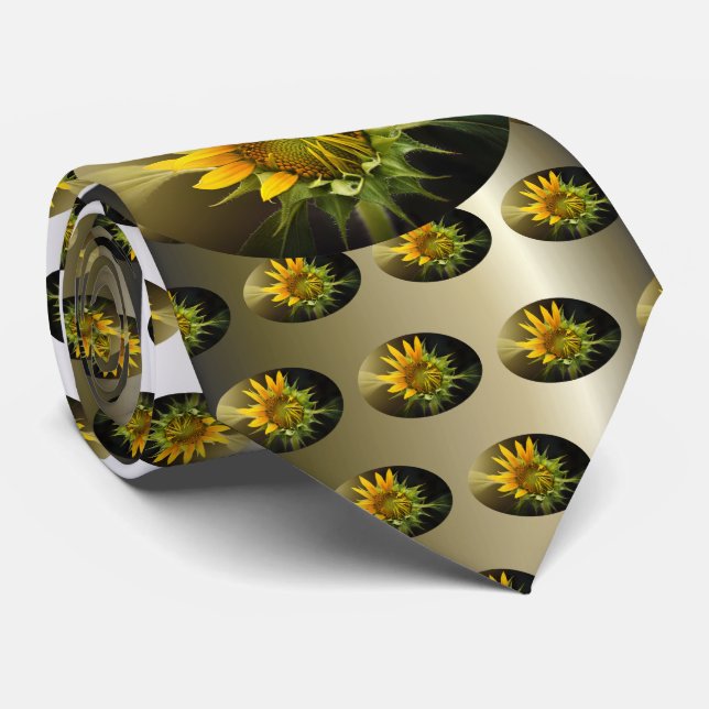 Sunflower Opening in Full Bloom Tie (Rolled)