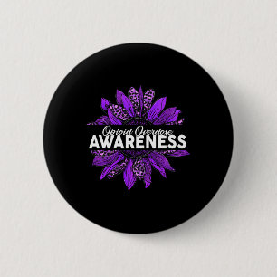 Sunflower Opioid Overdose Awareness Purple Ribbon 6 Cm Round Badge