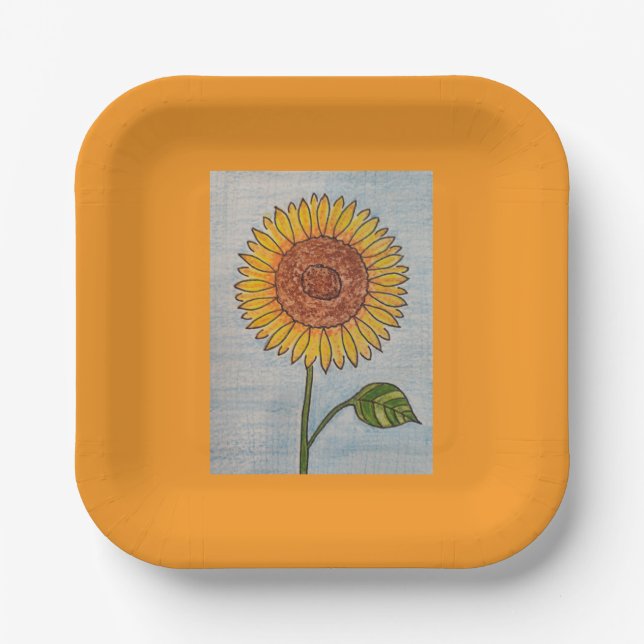 Sunflower Orange Paper Plate (Front)