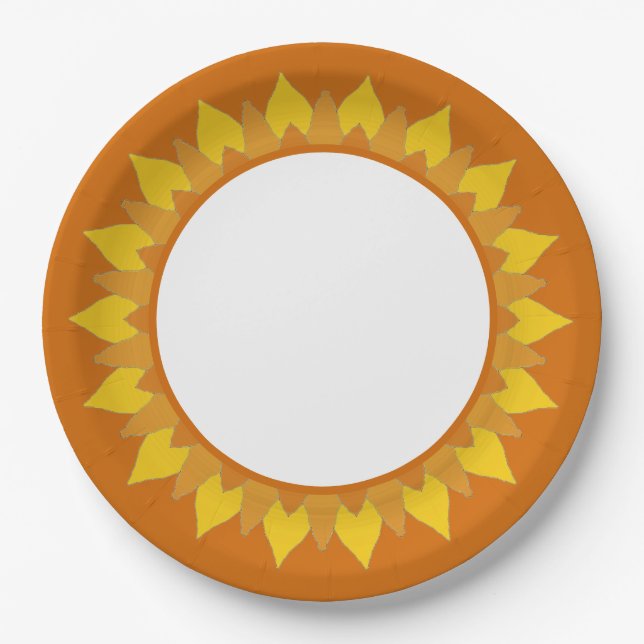 Sunflower Orange Paper Plate (Front)