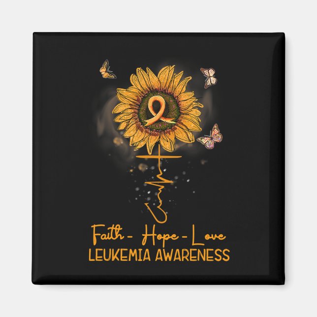 Sunflower Orange Ribbon Christian Leukaemia Awaren Magnet (Front)