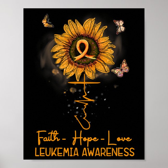 Sunflower Orange Ribbon Christian Leukaemia Awaren Poster (Front)