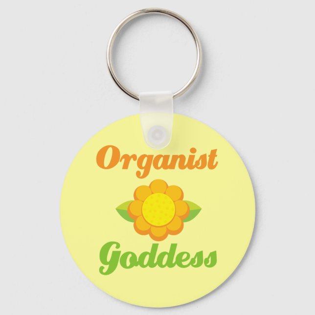 Sunflower Organist Goddess Music Gift Key Ring (Front)