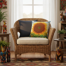 Sunflower Outdoor Pillows - Whimsical Art Print