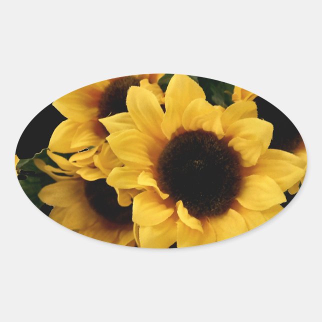 Sunflower Oval Sticker (Front)