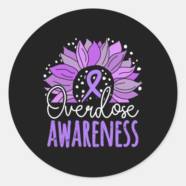 Sunflower Overdose Awareness 1  Classic Round Sticker (Front)