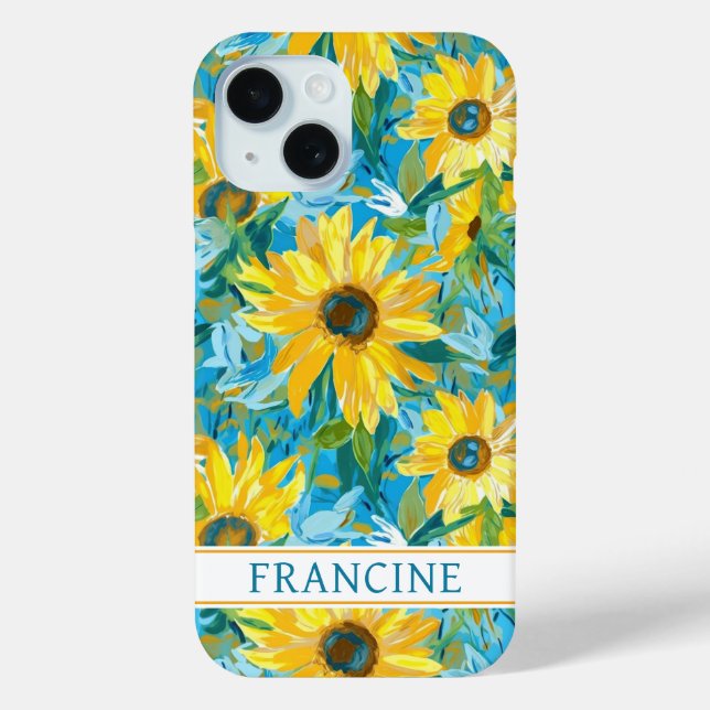 Sunflower Painting Monogrammed Case-Mate iPhone Case (Back)