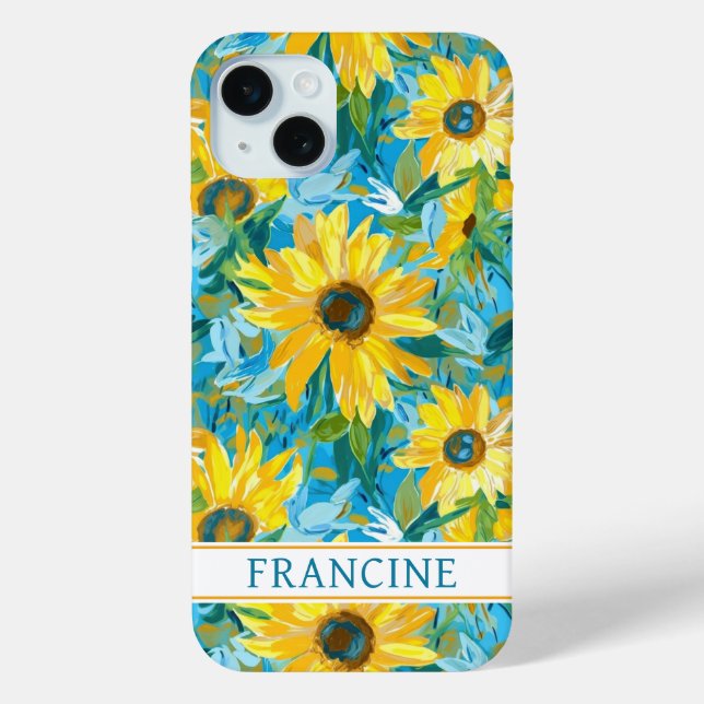 Sunflower Painting Monogrammed Case-Mate iPhone Case (Back)