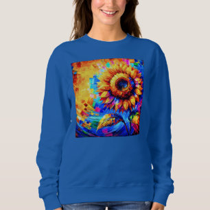 Sunflower Painting Vivid Colours Sunflower Power Sweatshirt