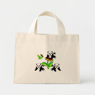 Sunflower Panda Bears Mini Tote Bag