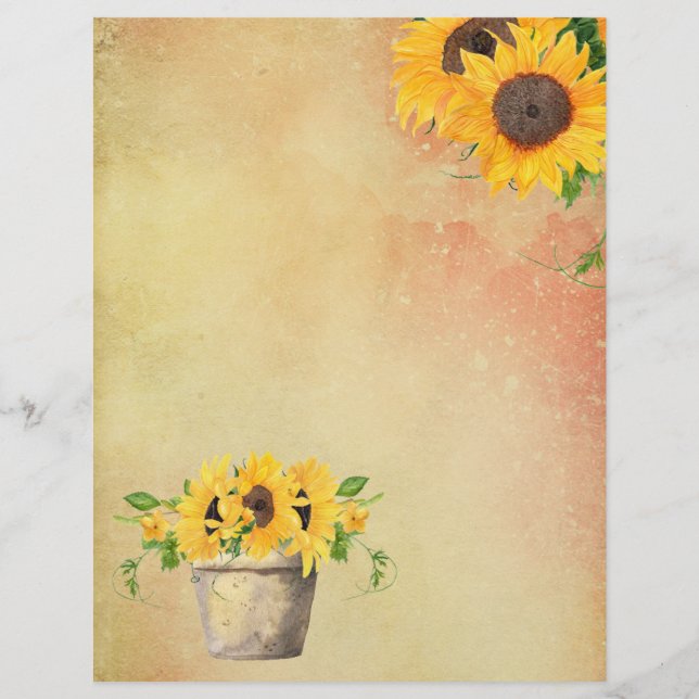 Sunflower Parchment Scrapbook Paper (Front)