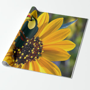 Sunflower Parrot Matte Wrapping Paper