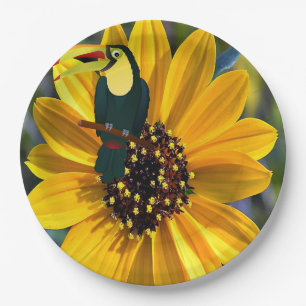 Sunflower Parrot Paper Plates