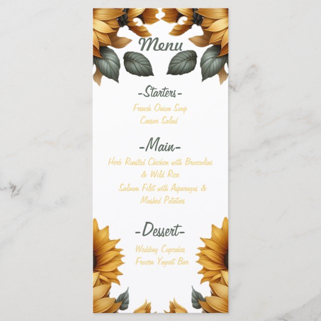 Sunflower Patch Menu (Front)