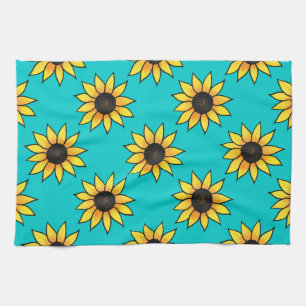 Sunflower Pattern 4 Tea Towel