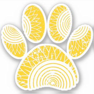 Sunflower Pattern Dog Paw Print Distressed Design