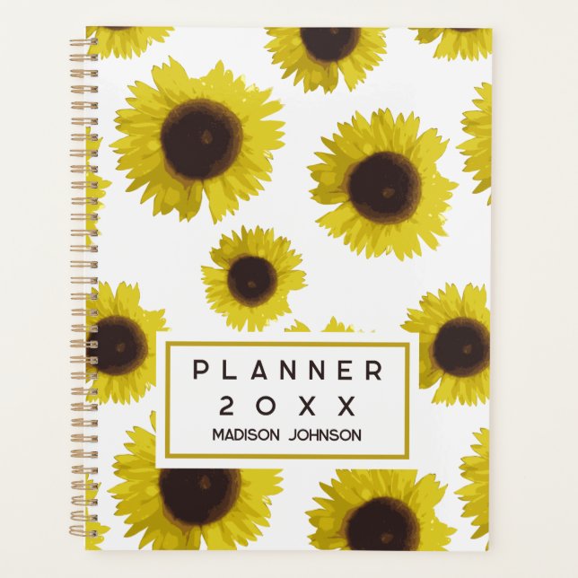 Sunflower Pattern Floral Custom Name 2026 Planner (Front)